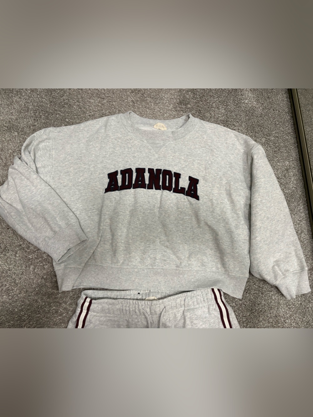Adanola Gray Crewneck Sweatshirt with Maroon Logo
